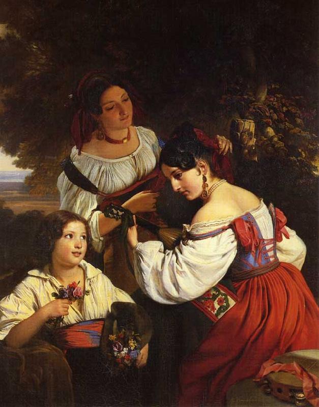 Franz Xaver Winterhalter Roman Genre Scene oil painting picture